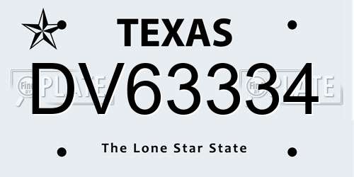 DV63334 Texas License Plate