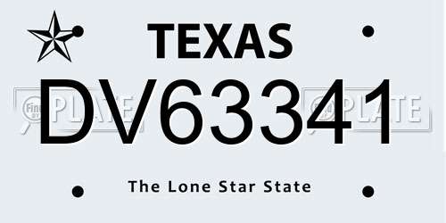 DV63341 Texas License Plate