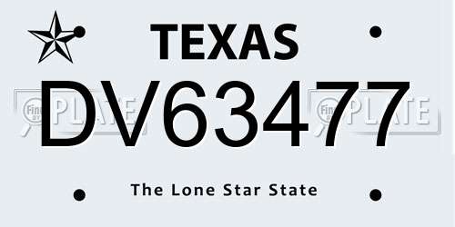 DV63477 Texas License Plate