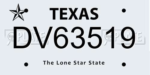 DV63519 Texas License Plate