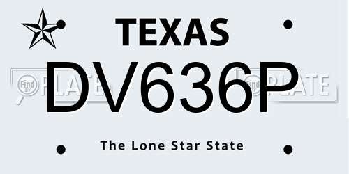 DV636P Texas License Plate