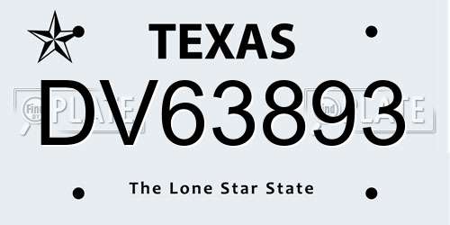 DV63893 Texas License Plate