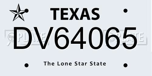 DV64065 Texas License Plate