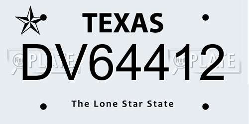 DV64412 Texas License Plate