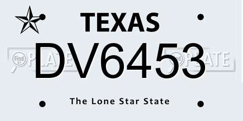 DV6453 Texas License Plate