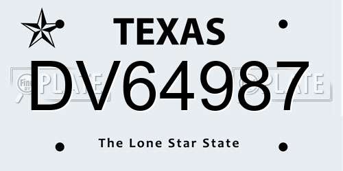 DV64987 Texas License Plate