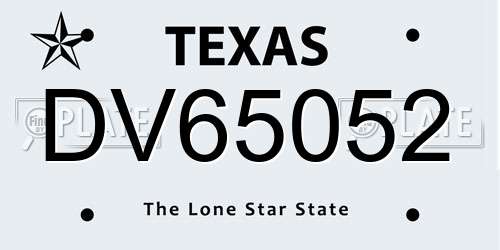 DV65052 Texas License Plate