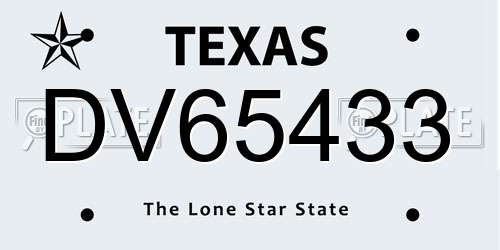 DV65433 Texas License Plate