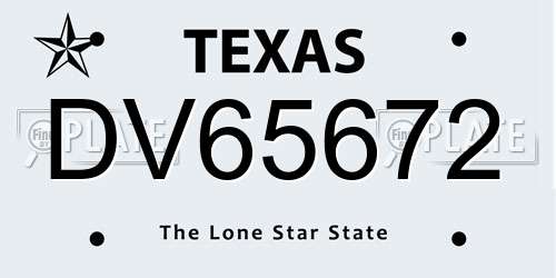 DV65672 Texas License Plate