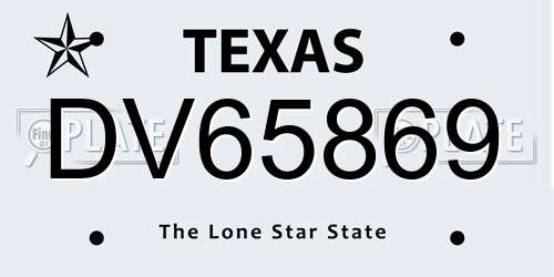 DV65869 Texas License Plate