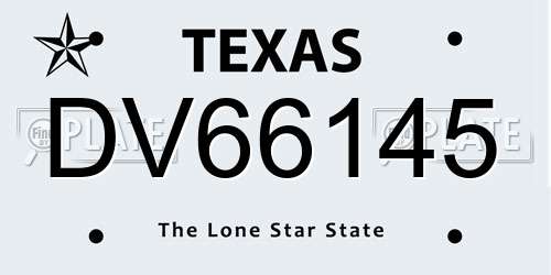 DV66145 Texas License Plate
