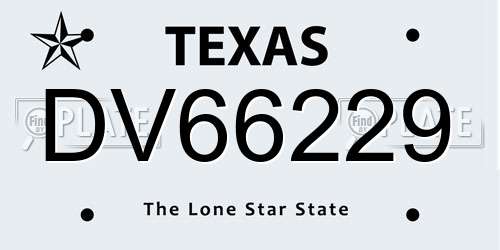 DV66229 Texas License Plate