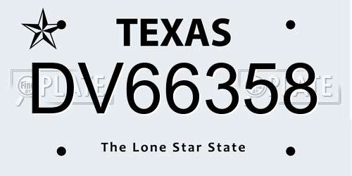 DV66358 Texas License Plate