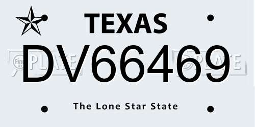 DV66469 Texas License Plate