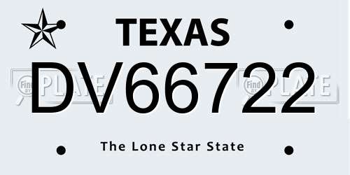 DV66722 Texas License Plate