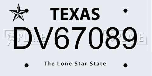 DV67089 Texas License Plate