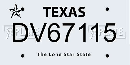 DV67115 Texas License Plate
