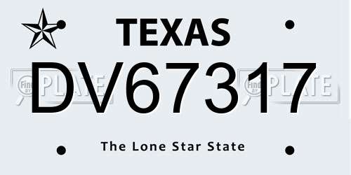 DV67317 Texas License Plate