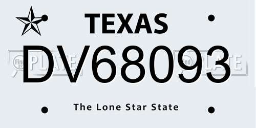 DV68093 Texas License Plate
