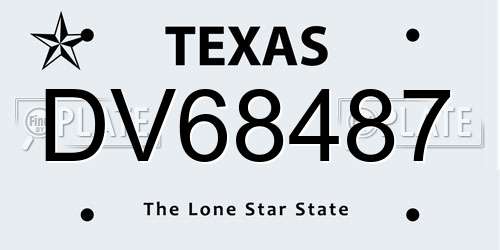 DV68487 Texas License Plate