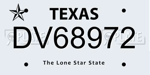 DV68972 Texas License Plate