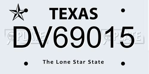 DV69015 Texas License Plate
