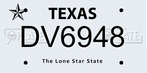 DV6948 Texas License Plate