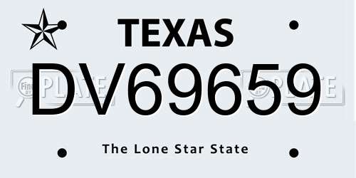 DV69659 Texas License Plate
