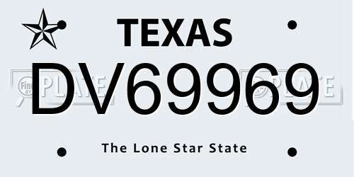 DV69969 Texas License Plate