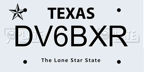 DV6BXR Texas License Plate