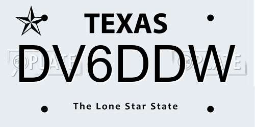 DV6DDW Texas License Plate