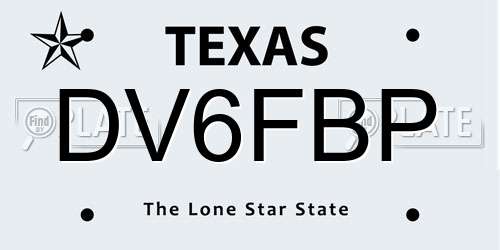 DV6FBP Texas License Plate