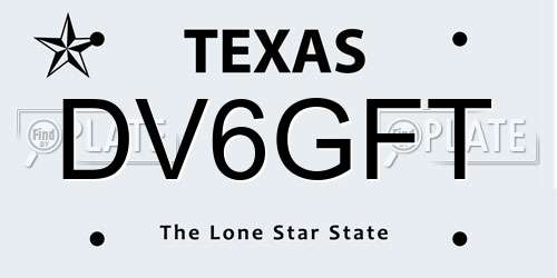 DV6GFT Texas License Plate