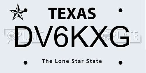 DV6KXG Texas License Plate