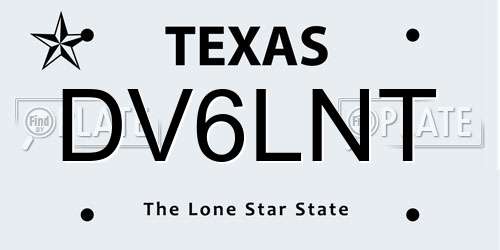 DV6LNT Texas License Plate