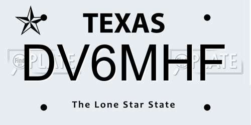 DV6MHF Texas License Plate