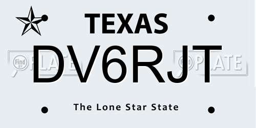 DV6RJT Texas License Plate