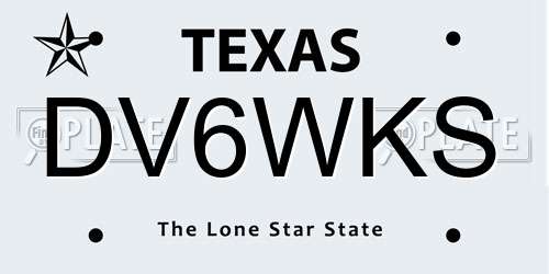 DV6WKS Texas License Plate
