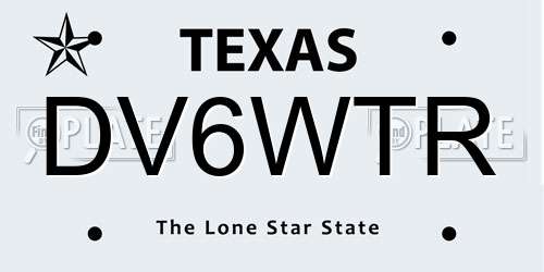 DV6WTR Texas License Plate