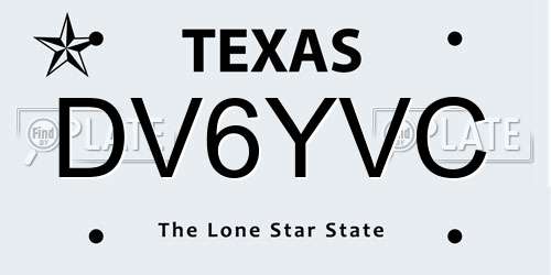 DV6YVC Texas License Plate
