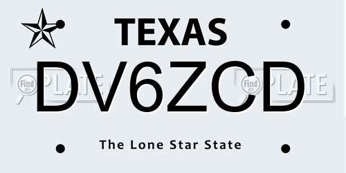 DV6ZCD Texas License Plate