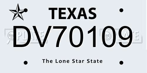 DV70109 Texas License Plate