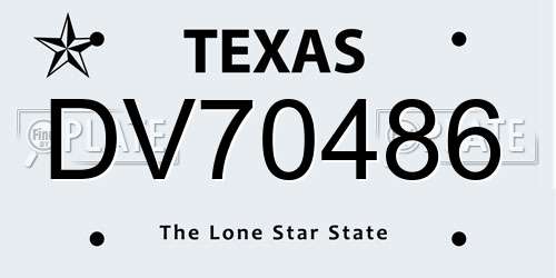 DV70486 Texas License Plate