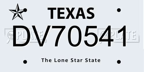 DV70541 Texas License Plate