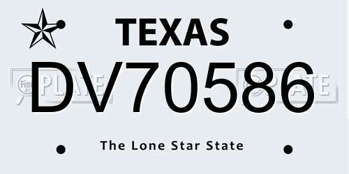 DV70586 Texas License Plate
