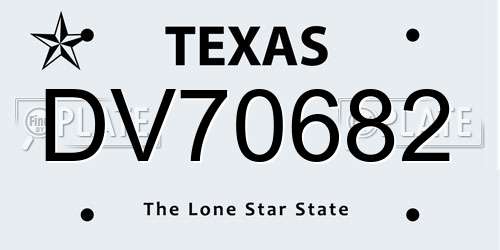 DV70682 Texas License Plate
