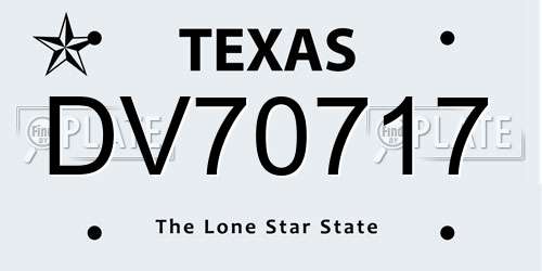DV70717 Texas License Plate