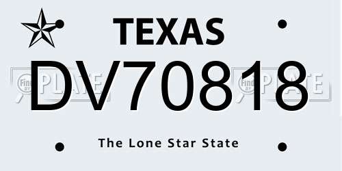 DV70818 Texas License Plate