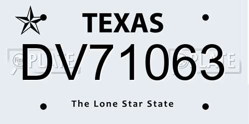 DV71063 Texas License Plate