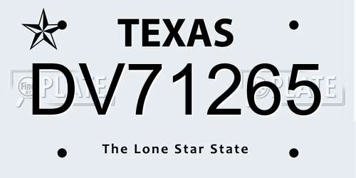DV71265 Texas License Plate